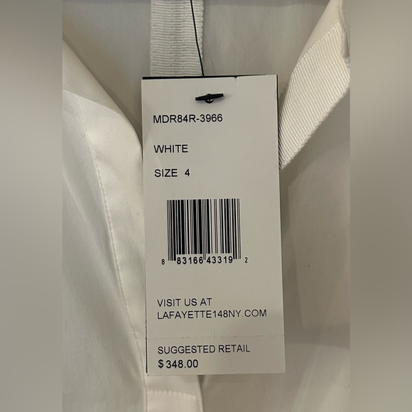 Lafayette 148 New York White Cotton Sleeveless Midi Dress. - Picture 5 of 8